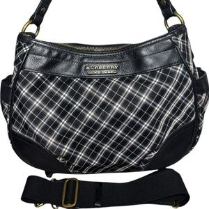 Burberry Blue Tag Black and White Plaid Bag